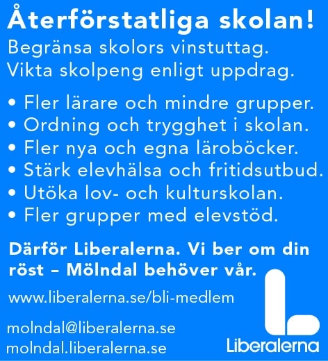 Återförstatliga skolan. Mölndals-Posten 2022-04-28.